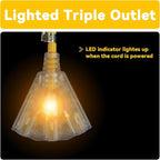 EP 30 Ft 12 Gauge Heavy Duty Extension Cord, 15A 125V 1875W, 3 Outlet Indoor/Outdoor Power Cord with Lighted End, 12/3 SJTW Weatherproof Yellow, UL Listed