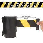 A-KARCK Wall Mount Retractable Belt 16 Foot, Crowd Control Wall Barrier with Steel Case Black and Yellow Belt Works in Any Weather Conditions