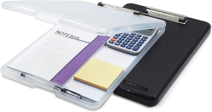 OFFIDIX Clipboard Storage Box Transparent Plastic Paper Clipboard Paper Holder Storage Clip Board Ideal for School, Home and Office Use