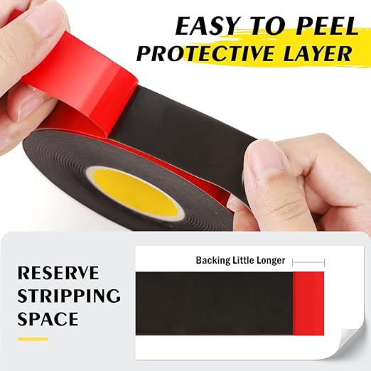 EMITEVER Double Sided Tape Heavy Duty 2 Rolls,Acrylic Foam Mounting Tape,Two Adhesive Tape,Waterproof & Strong Stick Tape,2 Strip for Home Office Decor,Black (EM023-FT25MM-16FT-US-N)