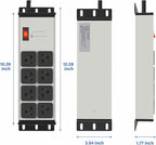 CCCEI Grey Heavy Duty Power Strip Surge Protector 20 AMP, 8 Outlets 12 Gauge Industrial Shop Garage Metal Multiple Outlets, 4 FT Extension Cord 5-15P Adapter High Amp 6-20R T-Slot 20a for Appliance