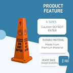 BESEA 4Pack Red Cones Caution DO NOT Enter Sign 4-Sided Heavy Duty Traffic Cones with Weighted Base for Restricted Areas, Construction Zones, Private Property