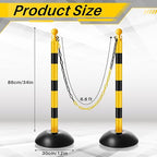 Amylove Plastic Stanchion Post Set, Traffic Warning Line Stanchion Crowd Control Safety Barriers Driveway Barrier with 5 Chains and 10 S Hooks for Outdoor Indoor Parking(Yellow Black,4 Pcs)