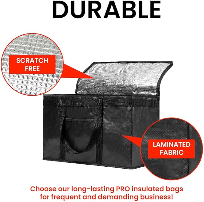 NZ home Durable XXL PRO Insulated Cooler Bag and Food Warmer for Delivery & Grocery Shopping with Zippered Top, Gray Commercial Grade (1 Pack)