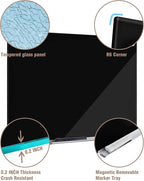 Mifuro Magnetic Glass Whiteboard，48"x36" Wall Mounted Frameless Dry Erase Board for Office, Home & School Black