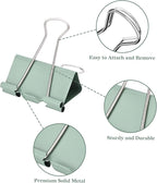Temiary 208 Pcs Metal Binder Clips, Assorted Sizes Extra Large, Large, Medium, Small, Mini, Micro Binder Paperwork Clip, Morandi Colored Paper Clamps Bulk for Office, Home, School (Green)