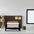 Wenqik 2 Pcs Stackable Paper Trays Rectangular Plastic Desk Holder Desktop Document File Organizer Storage Letter for Office Classroom (Black)