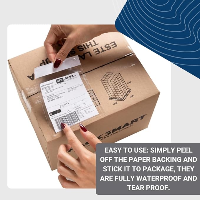 100 Units, 4.5"x5.5" Clear Packing List Shipping Pouches – Heavy Duty Self-Sealing Adhesive Envelopes, Waterproof & Tear-Proof – Ideal for Labels, Invoices & Documents
