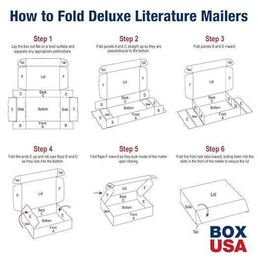 Box USA 12" Deluxe Shipping Boxes, 12 1/8"L x 9 1/4"W x 4"H, 50-Pack - White Box Mailers for Packaging, Storage, Gifts or Bulk Business Orders