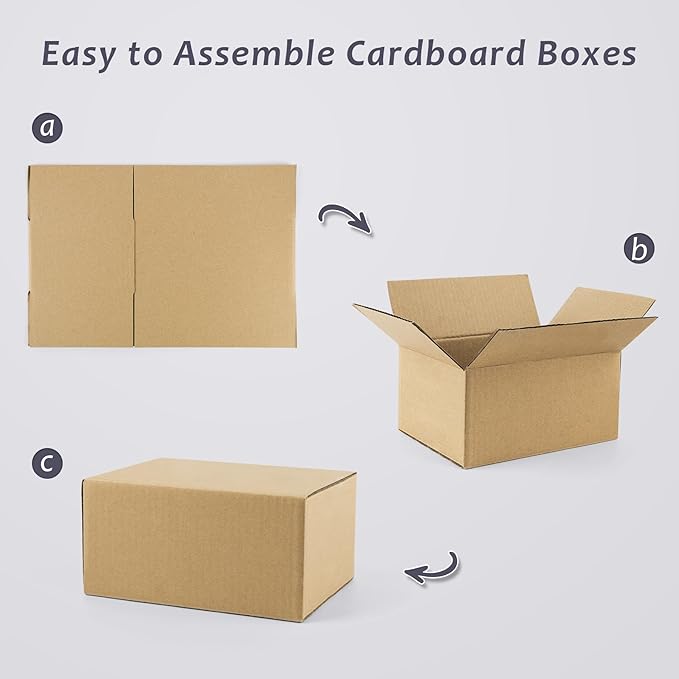 Frametory 8x6x4 Pack of 25 Corrugated Cardboard Packing Shipping Mailing Moving Carton Boxes, Brown