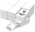 MUNBYN 4x6 Inch Direct Thermal Labels, 6000 Labels/12 Stacks(500 Pcs per Stack), Fanfold Shipping Label Paper for Thermal Printers, Permanent Adhesive Mailing Postage Labels for Shipping Packages