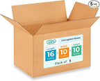 Medium Shipping & Moving Boxes 16 x 10 x 10 inches (5-Pack) - Extra Strength 200 lb vs Regular - Corrugated Packing Boxes for Moving - Cardboard Moving Box - Packaging Box by IDL Packaging