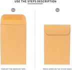 200PCS #7 Coin Envelopes 3.5x6.5 inches Brown Kraft Envelopes Classic Small Parts Gummed Flap for Coins, Cash, Credit Cards, Seeds