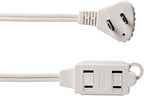 Amazon Basics Extension Cord with Multiple Outlets, 3 ft 2-Prong Indoor Power Strip, Flat Plug, 13 Amps, 1625 Watts, 125 VAC, White, 2-Pack