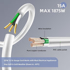 EP 25 Ft Outdoor Extension Cord, 12/3 SJTW Heavy Duty Extension Cable with 3 Prong Grounded Plug, 15 AMP Power Cord for Lawn, Garden, Appliances, White