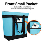 2Pk Insulated Reusable Tote Bag for Grocery Shopping for Women/Men, Pizza/Food Delivery Bag to Keep Food Cold/Hot for Professional Catering, Cooler bags for Travel/Beach/Picnic, Blue