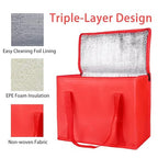 Bodaon 5-Pack Cooler Insulated Food Delivery Bag, X-Large Bags for Grocery/Catering/Shopping, Rideshare Delivery Bag, Thermal Hot Pizza, Large Cold and Frozen Accessories, XL Tote, Red