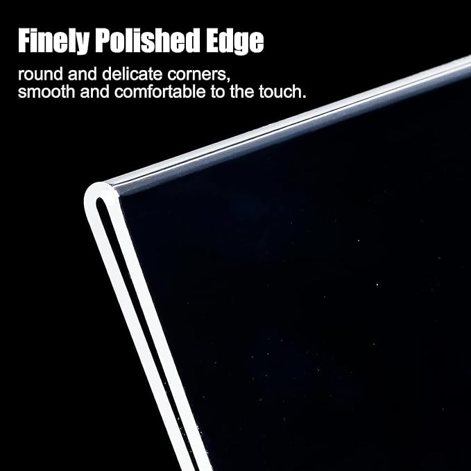 12pack 8.5x11 Acrylic, L Shape Clear Plastic, Menu Holder, Unbreakable Table Sign Holder for Restaurant, Office, School, Store and Home Use
