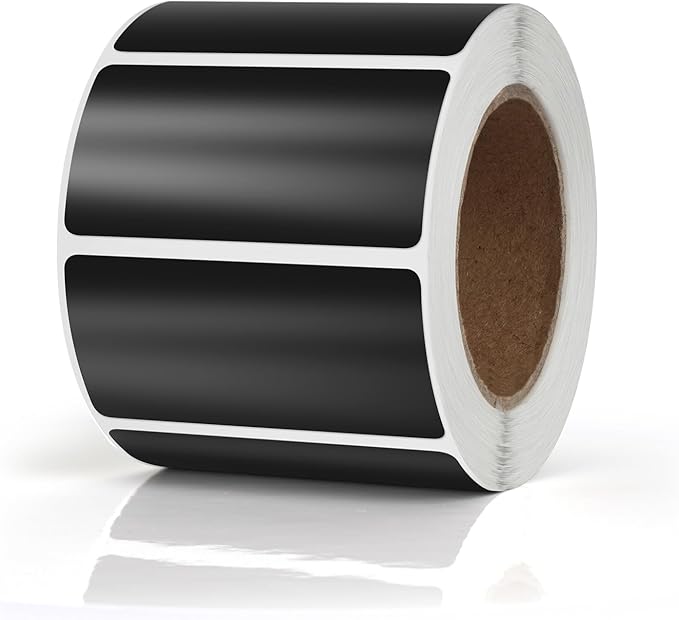 Black Rectangle Stickers 2 x 1 Inch Color Coding Labels Vinyl Roll Self-Adhesive Waterproof Removable 500 PCS