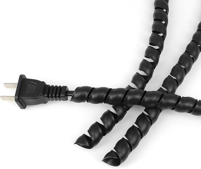 Spiral Wire Wrap, 9.84ft, 16.4ft, 33ft Spiral Cable Wrap Sleeve Hose for Computer, Power, Audio & Video Cords Stop Cord Tangle and Detangler (Black, 16mm (5/8")-9.84ft)