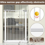 41" Extra Tall Cat Gate for Doorway, 54.5-60.2'' Metal Pet Baby Safe Gate, Extra Wide Pressure Mounted Child Door with Expansion Kit, No Drilling Baby Gate Indoor, No Climb Proof Gate, White