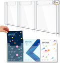 Sherr 2 Pcs Acrylic Brochure Holder Wall Mount, 8.5 x 11 Inches Clear Hanging Flyer Display Holder Plastic Pamphlet Stand for Magazine, Booklet, Bookmark (Three-slot)