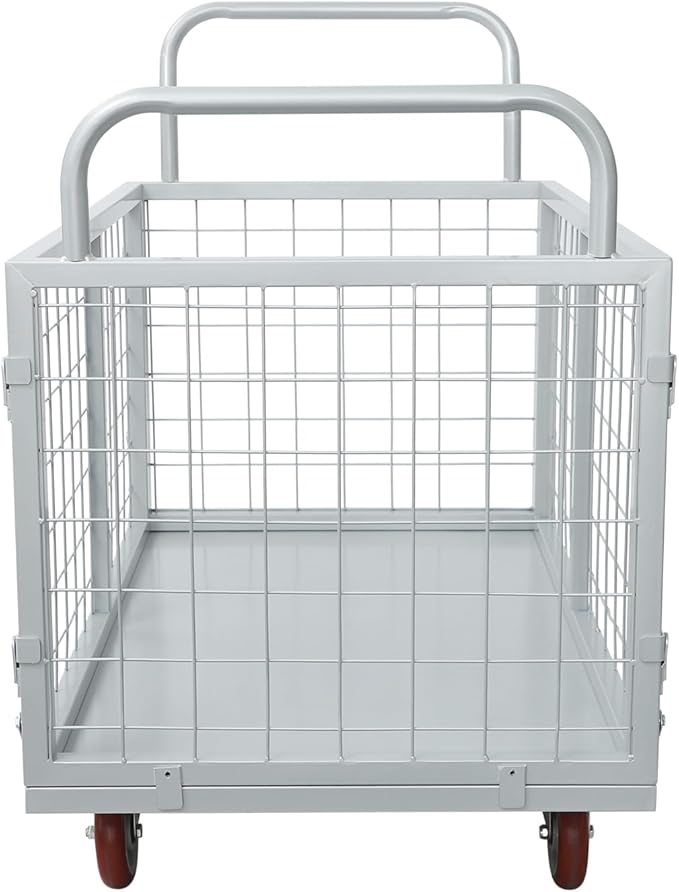 1800Lbs Platform Truck Cart with Cage, 4-in-1 Heavy Duty Cart Utility Cart with 4 Wheels for Warehouses and Logistics Centers 38.39 x 23.62 x 20.79 Inch