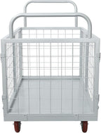 4-in-1 Heavy Duty Platform Truck Cart with Removable Cage, Folding Hand Cart with 4 Wheels, 1800 Lbs Load Capacity, Multi-Purpose Push Dolly for Groceries, Warehouse, Workshop, Logistics, Silver