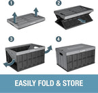 CleverMade Collapsible Storage Bins with Lids - Ocean 3 Pack 62L - Plastic Containers Stackable Organization Crates Home Closet Space-Saving Durable