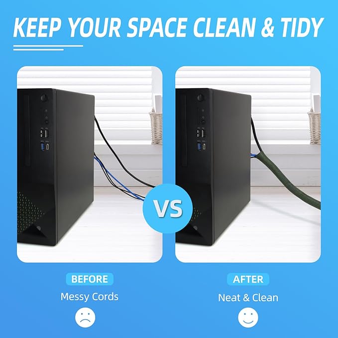 Automotive Wire Loom Tubing, Split Braided Cord Protectors from Pets No Chew, Flexible Cable Sleeve Cable Management for TV/Computer/Electric Wires (Deep Green, 3/4"-10ft)