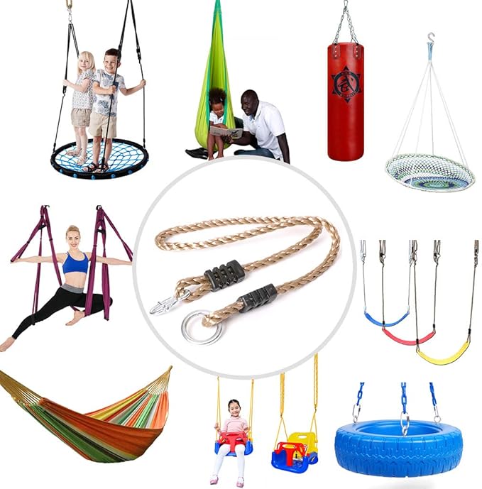 Set of 2 Tree Swing Nylon Ropes Indoor Outdoor Adjustable Hammock Swinging Chair Straps Hanging Kit for Adjustment or Extension - Holds to 700lbs (60 inch, Brown)