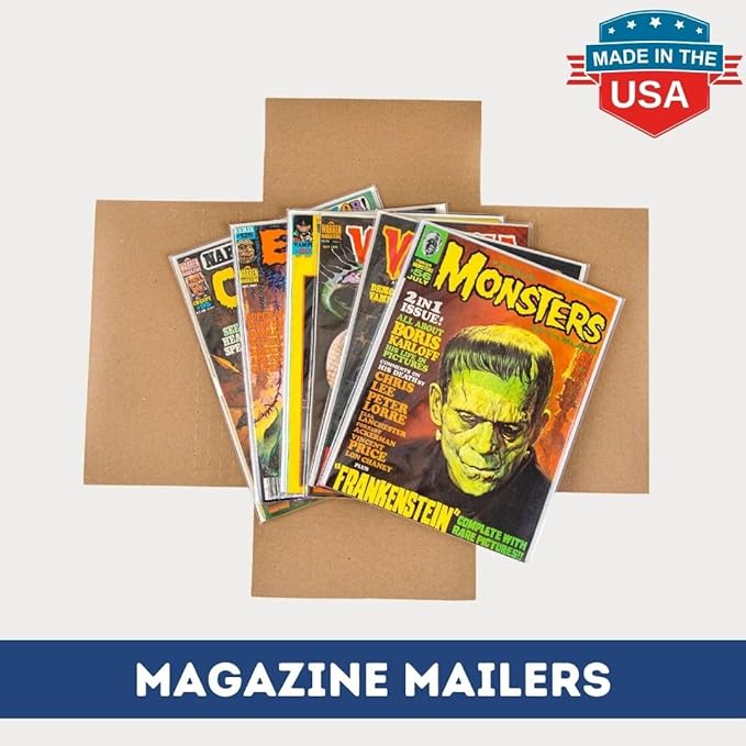Gemini Magazine and Comic Book Mailers for Shipping (8.5x11x2’’ – 50 Pack) | US-Made Corrugated Cardboard Stay Flat Mailers with Expandable Capacity | Great For Shipping Documents, Photos, and More.