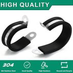15PCS 5/8 Inch Cable Clamps with 35PCS Screws Assortment Kit 304 Stainless Steel Rubber Cushioned Insulated Cable Clamp, Automotive Wire Pipe Clamps(16mm)