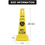 OrangeStar 4-Pack Wet Floor Caution Cones, Yellow Four Sided Bilingual Warning Message Safety Traffic Cones with Heavy Rubber Base for Indoor/Outdoor Use