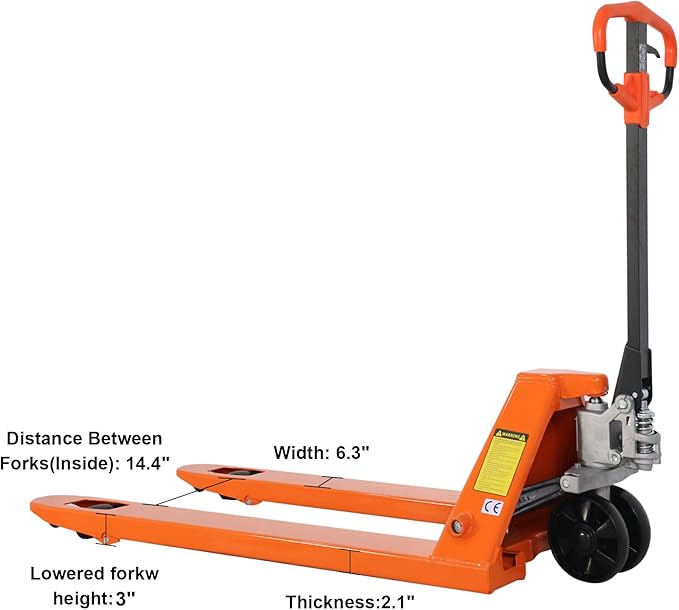 Tory Carrier Manual Pallet Jack 5500 Lb. Capacity,Industrial Pallet Truck 48 × 27 Fork Size Standard Heavy Duty Hand Trucks