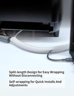 Cable Management Split Wire Loom Sleeve - Cord Hider & Protector for Desk, Pet Chew Proof, Wire Cover Organizer, Flexible Tube for Wires and Cables (3/4 Inch 10FT, White)