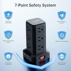 PD20W Surge Protector Power Strip Tower, 15FT Extension Cord with Multiple Outlets, 12 AC 4 USB (1 USB C)，Mini Power Strip with USB Ports, Surge Protector Tower Overload Protection for Office, Desk