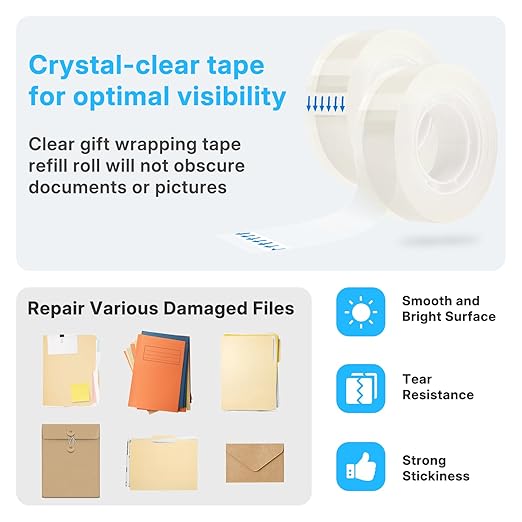 OWLKELA 20 Rolls Transparent Tape Refills, Clear Tape, All-Purpose Transparent Glossy Tape for Office, Home, School