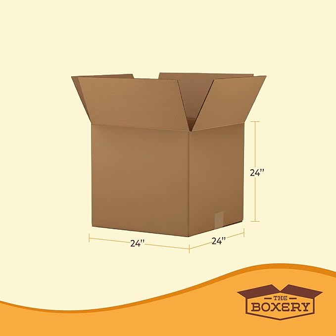 The Boxery Cube 24 x 24 x 24-inch Corrugated Cardboard Boxes, Large | Pack of 20 for Shipping, Moving, and Storage, Curbside Recyclable, Strong Wholesale Bulk Boxes