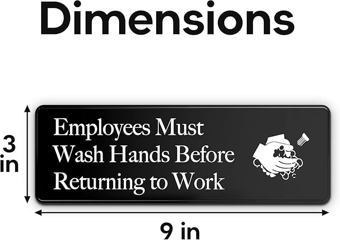 ASSURED SIGNS Employees Must Wash Hands Sign - 12 Pack - 3" x 9" - Ideal Hand Washing Signs for Wall, Door or Sink - Perfect Wash Your Hands Sign Notice for Food Service, Staff Bathroom, Hand Washing Station, or Commercial Kitchen