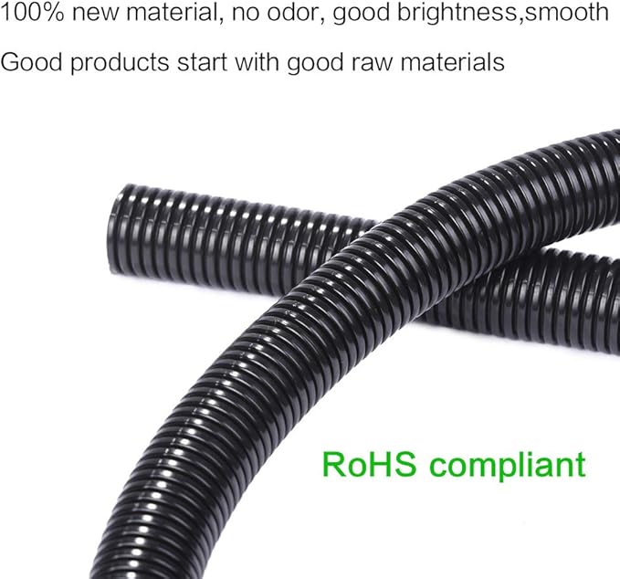 Alex Tech 25ft - 3/8 inch Split Wire Loom Tubing - Black