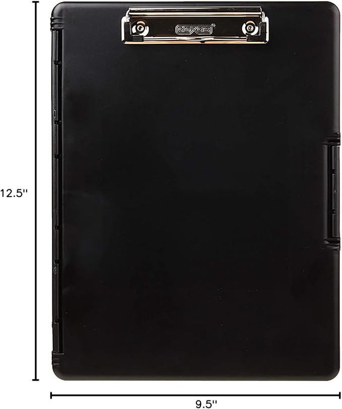 Dexas Slimcase 2 Plastic Clipboard with Storage and Side Opening, Black, Office Supplies Clipboards to Organize, Carry and Store, A4 Holder, Style and Functionality Nursing Clipboards
