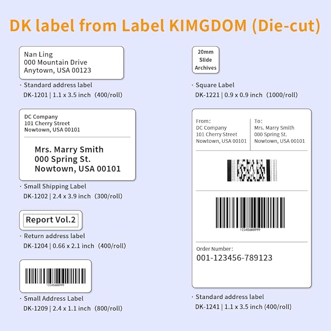 Replace for Brother DK-1209 Small Address Label, 29 x 62mm (2.4 x 1.1 in), 800 Stickers per Roll Barcode Labels use with QL-600 QL-800 QL-500 QL-550 Printer (10 Rolls+ 1 Reusable Cartridges)
