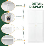 Letaya Wardrobe Armoire Closet,72" H Metal Storage Cabinet with Adjustable Shelves and Hanging Rod,Bedroom Armoire Cabinet Clothes Organizer (White)