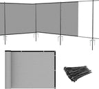 Patio 6' x 110' Outdoor Privacy Screen Freestanding Temporary Fence Panels Net Cover with Metal Poles for Outside Backyard Pool Garden Air Conditioner Fencing, Light Gray