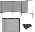 Patio 6' x 72' Outdoor Privacy Screen Freestanding Temporary Fence Panels Net Cover with Metal Poles for Outside Backyard Pool Garden Air Conditioner Fencing, Light Gray