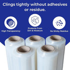 Rosmonde 400 Pack Bulk Plastic Wrap for Moving, Heavy 9.4 Lbs Rolls, 18" x 1500 ft Shrink Wrap for Daily Bulk Wrapping, 80 Gauge, Shrink Wrap Rolls for Storage Solutions, Bulk Stretch Wrap for Moving