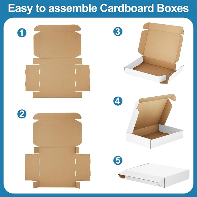 Famagic 50 Pack 4x4x2 Small Shipping Boxes - White Corrugated Cardboard Mailer Boxes for Small Business, Mailing Boxes for Packaging, Bulk