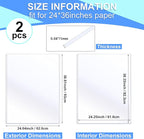Sherr 2 Pcs Rigid Print Protectors Fit 24 x 36 Inch Poster Paper, Top Loading Page Protectors Plastic Poster Sleeves PVC Clear Sheet Holder to Display Photo Document Magazine Certificate