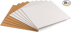 12.5x12.5 inch Corrugated Cardboard Sheets - 12" LP Record Insert Pads for Shipping, Mailing, Packaging, Art Supplies, DIY Crafts, 1/8" Thick Protective Sheets, One-Side White, 25 PCS